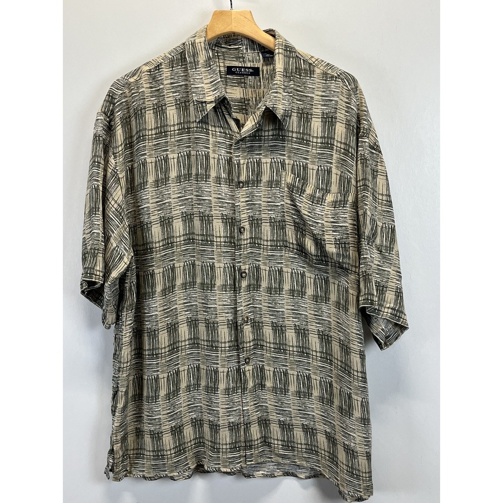 Vtg Guess Classics Rayon Button Up Shirt Sz X-Large Mens Skater 90's Grunge
